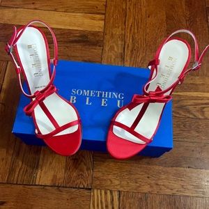 NWT, Something Bleu 7.5 Red Satin Sandals